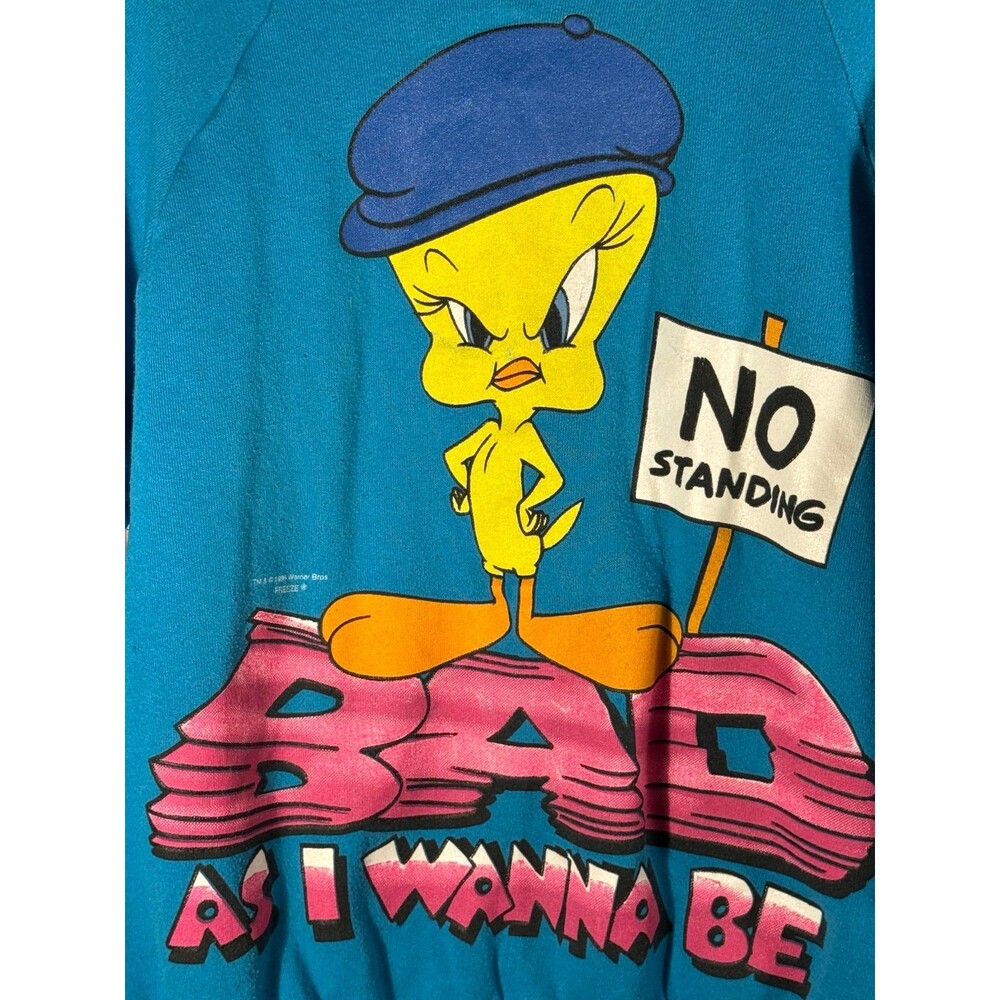 Vintage 1996 LOONEY TUNES Tweety Bad As I Wanna Be Sweater Women Medium M - Picture 4 of 9